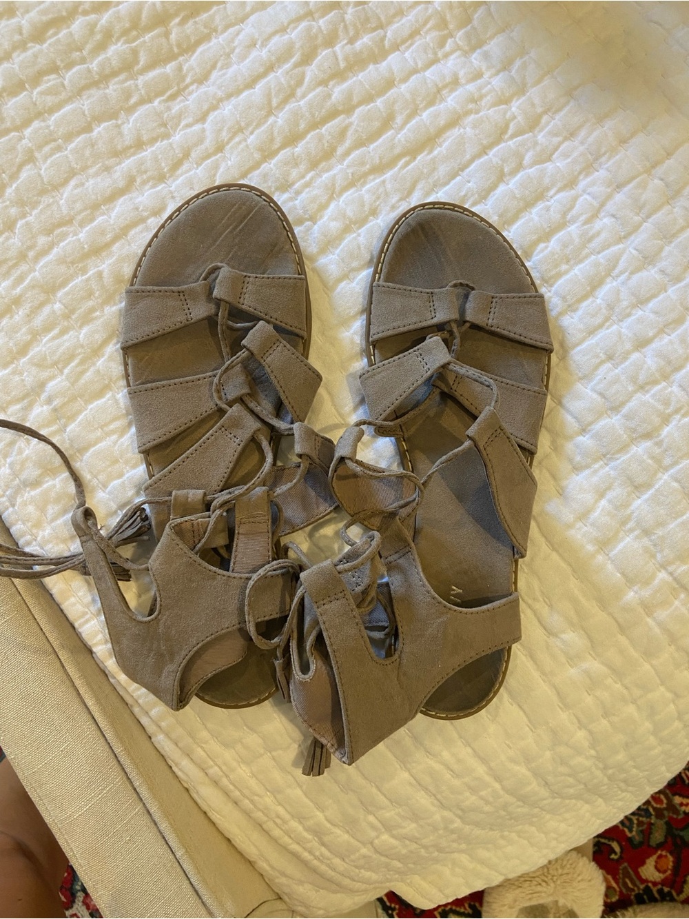 Old Navy Taupe Lace-Up Gladiator Sandals
